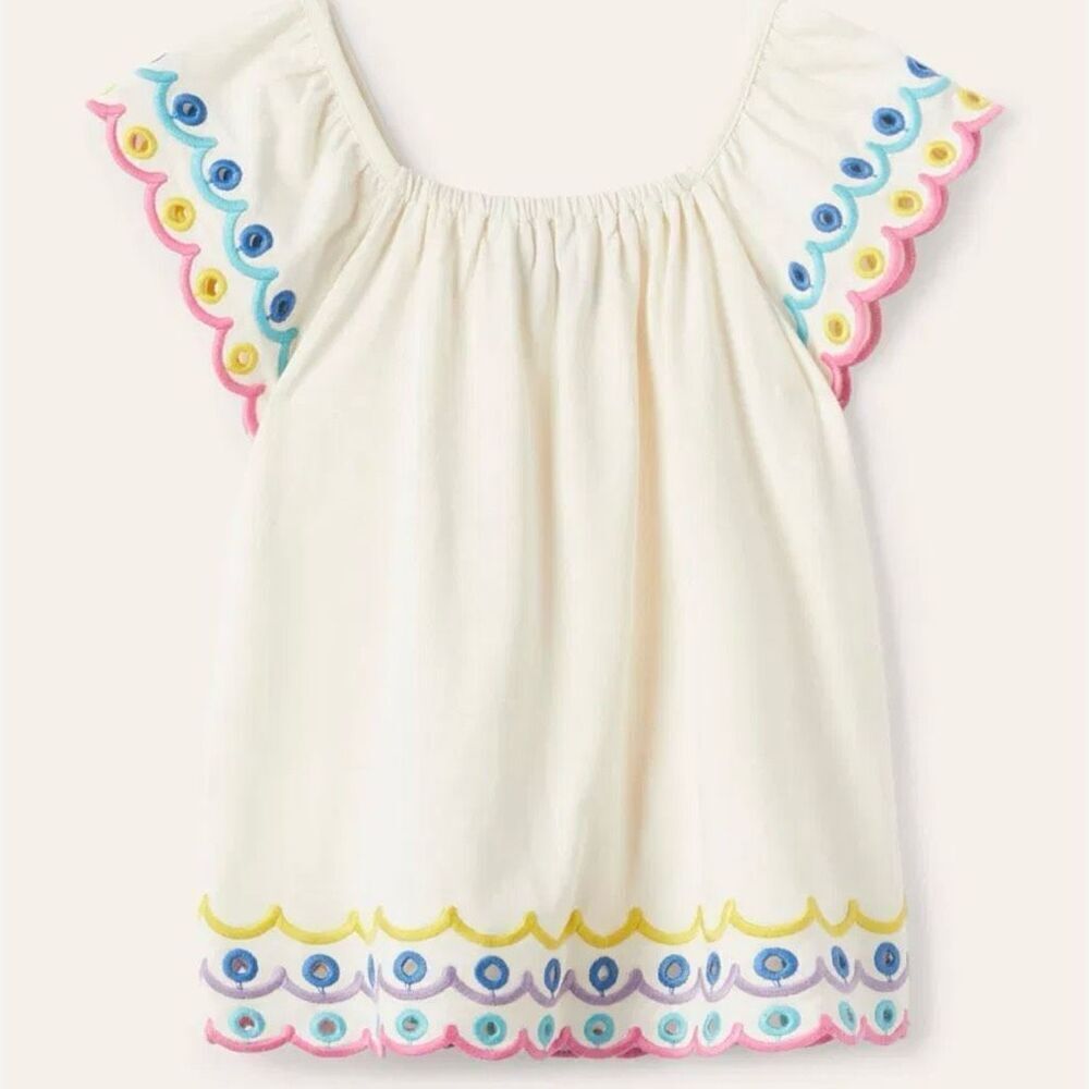 Boden Girls Scallop Edge Top size 5-6 Cream